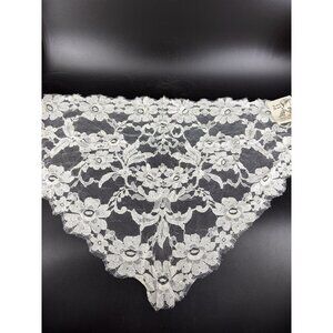 Vintage Desco France Floral Lace Scarf Ivory White Triangle 1950's NEW!